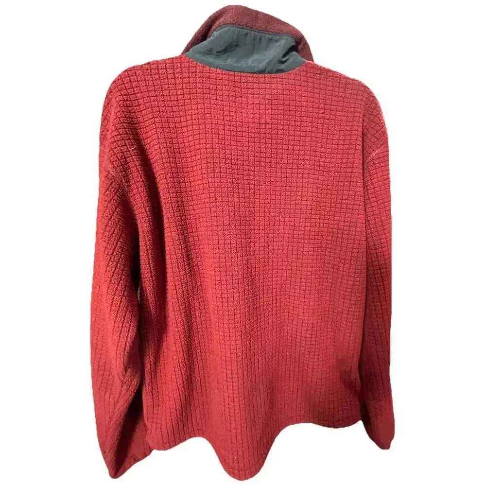 Vintage LL Bean Outdoor Fleece Jacket Men's M Full Zip Red Waffle Made in USA